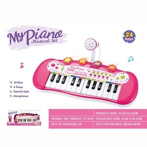 24 key multi-function pink electric organ toy kids musical instrument piano toy