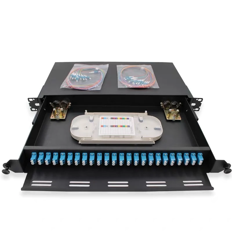 24 port pull-out wall/rack mounted fiber optic patch panel 1U SC/LC connector 19-inch fiber terminal box