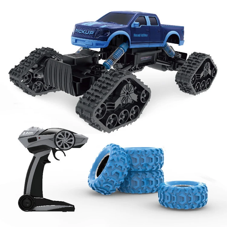 2.4Ghz Crawler rock crawler 1:14 4x4 RC track snowmobile with freely conversion TPR tire And LED lights