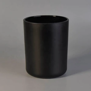 250ml 300ml frosted glass holder matte black glass candle holder