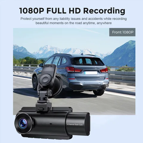 Buy 3 Channel 1080p Dash Cam For Car Dvr Rear View Camera Three Way ...