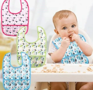 3 pack Stain and Odor Resistant eco-friendly peva material baby bibs