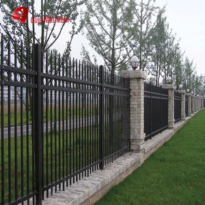 3 Rail Flat top wrought iron garden fence gates residential
