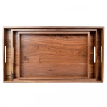 3 Set Wooden Tray Ottoman Tray With Handles Natural Handmade Black Walnut Serving Tray Vintage Decorative for Kitchen L+M+S
