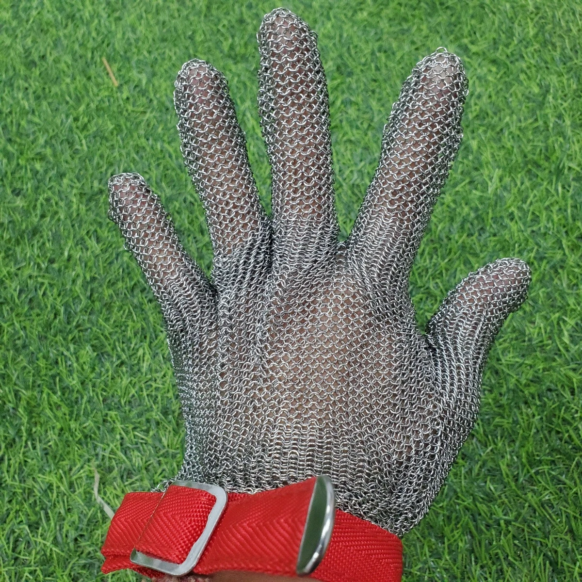304 Stainless Steel Mitten Butcher Used Five Fingers Anti-cutting Stainless Steel Mesh Chain Mail Mitten