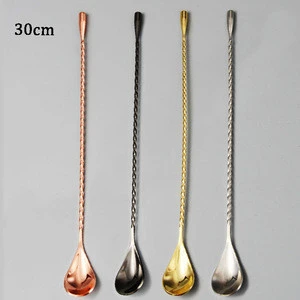 304 Stainless Steel Wholesale Barware Tools Long Handle Twist Cocktail Bar Spoon