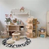 360-degree rotating children bookshelf solid wood multifunctional storage books picture books floor shelves bear bookshelf