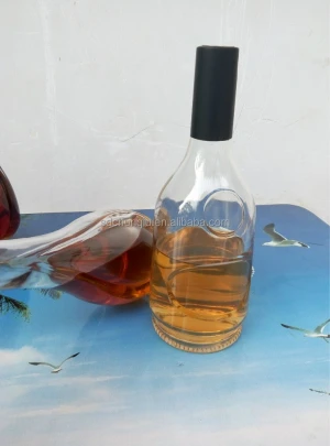 375ml 500ml 750ml round brandy wine glass bottle cork super flint spirit liquor vodka bottle for whisky alcohol rum with logo