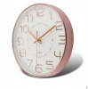 3D Numbers 12 Inch Round Modern Rose Gold Non-ticking Plastic Wall Clock