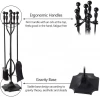 5 Pcs Indoor Wrought Iron  Fireplace Tools and Holder Sets Fireplace Accessories