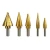 Import 6 pcs HSS Titanium Coated Step Drill Set Center Punch Drills Porous Reinforcement Drill for Sheet Metal with Aluminum Case from China