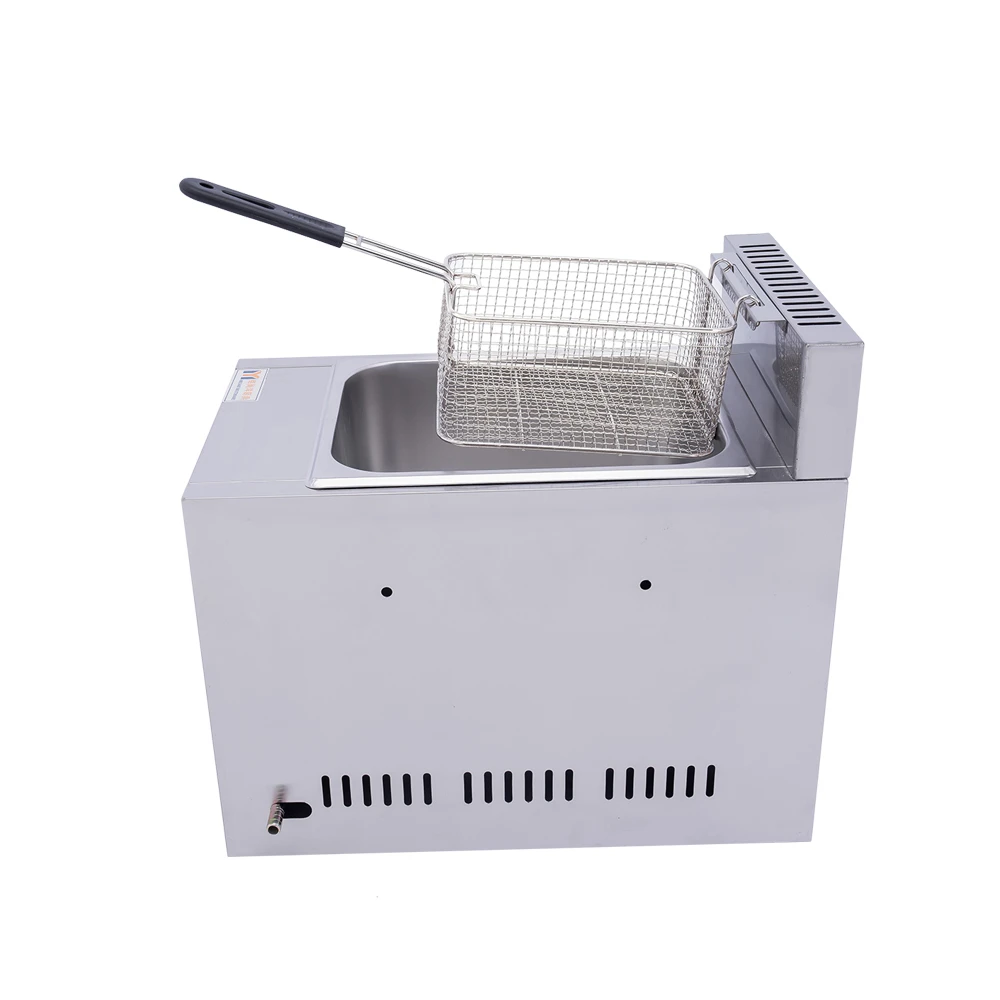 6L Commercial Industrial Table Top Single-tank LPG Deep Gas Fryer Potato Chips Fryer Donut Fryer with Basket and Lid