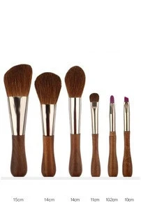 6pcs/set Face Beauty Tool with Brown Color Cosmetic Makeup Brush Kit Tool With Case