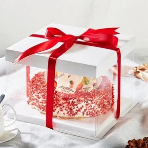 7 8 9 10 12 14 inch White Clear Plastic PET Plain cake box with window