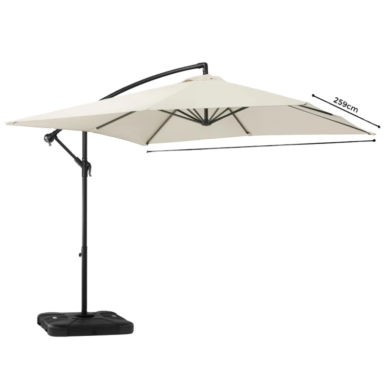 8.5X8.5FT Outdoor Square Offset Beach Umbrella With Water Filling Base
