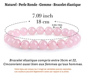 8mm Rose Quartz Bracelet Semi-Precious Gemstone Bracelet Beaded Stretch Natural Stone Bracelet for Women to Christmas