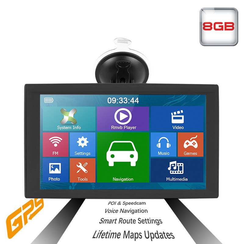 9 Inch 256M+8G Bluetooth AV-IN Car Truck GPS Navigation Screen FM Navigator 2019 Europe Map