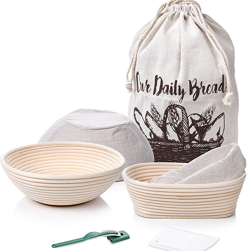 9/10 Inch Set Bread, Dough Proofing Basket Baking Bowl Dough Gifts For Bakers Proving Baskets/