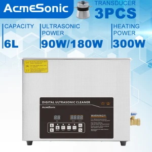 ACMESONIC Digital Ultrasonic cleaner with degas and semiwave Ultrasound bath for Vinyl Record PCB board 6.5L 180W