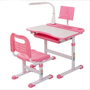Adjustable height primary school steel plastic kids student desk chair