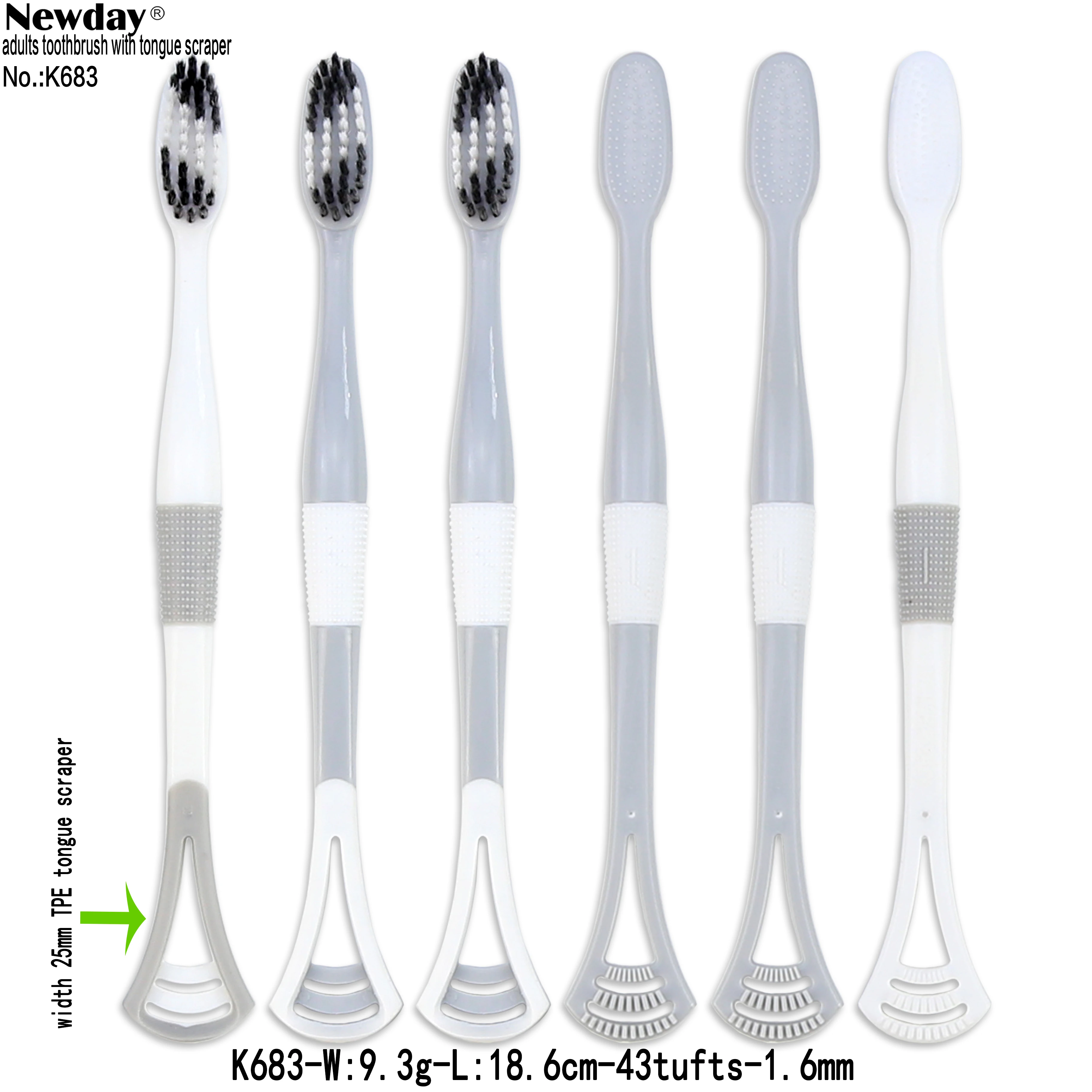 Adult Toothbrush with Tongue Cleaning Function And OEM Cleaning Tongue Scraper For Oral Care Oral Hygiene