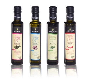 AENAON Greek Flavored Extra Virgin Olive Oil with Garlic Glass Bottle 250ml