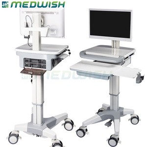 AG-WT008 Patient nursing station medical nurse mobile workstation computer cart hospital laptop trolley for sale