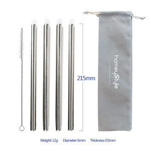AliExpress Hot Sell Bar Drinking Metal Accessories 304 Reusable Stainless Steel Straws for Smoothie