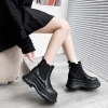 All-matching fashion short boots Womens trendy platform muffin brushed velvet smoke pipe boots