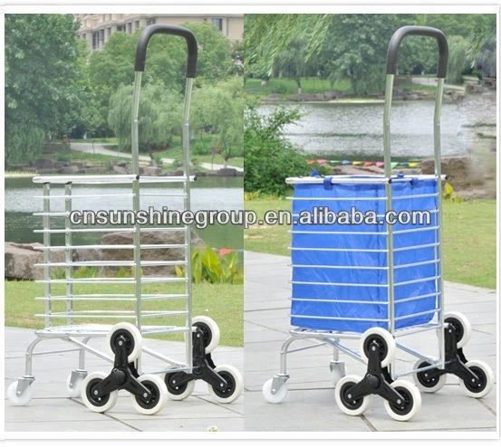 Aluminum folding hand travel luggage trolley cart with wheels, Folding Collapsible Storage Trolley Cart Shopping Crate