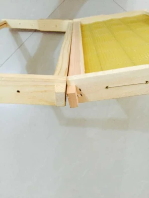 Assembled beehive bee frame with beeswax foundation ss wire