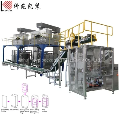 Automatic Bag-in-Bag Baler Primary and Secondary Packing Machine for Filling Bailing Packaging Sealing/Powder/Rice/Salt/Sugar/Wheat Flour/Food/Beans/Grains