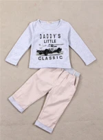 baby boy cotton clothing set baby daddy little classic cartoon car t-shirts Leisure pants overalls clothing set