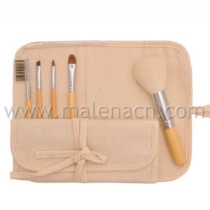 Bamboo Handle Cosmetic Brush with Fabric Pouch