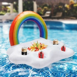 Beach Party Inflatable PVC Pool Floating Drink Rainbow Pool Cup Holder