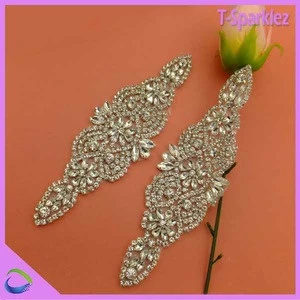 Beaded crystal Wedding Dress Bridal belt sash applique rhinestone motif embellishment