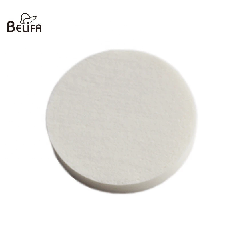 Belifa custom NR natural latex rubber white flat dia 60mm round shape facial foundation makeup sponge puff