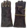 Black and Gold Welding Glove heavy duty cow split leather 16 inches length cotton lined