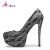 Import black lace upper inner platform high heel ladies dig size shoes design from China