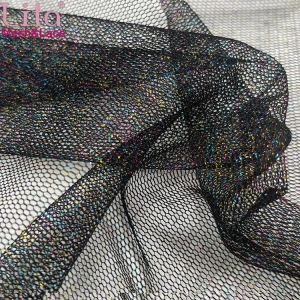 Lita J200424-3# shinning tulle hexagonal mesh fabric with colorful glitter yarn for lady dress