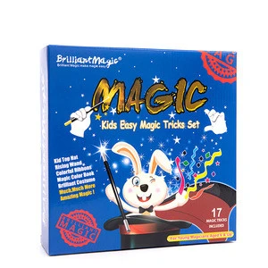 Blue Magic Box Magician Set for Kits 6-8 Including Magic Wand 90 cm Length Magic Cape 17.5 cm Width Magical Black Hat Bunny Toy