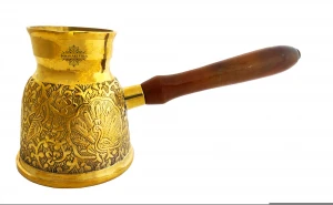 Brass Turkish Kettle Mug with wooden Handle, Coffee tea Mug Pourer - 200ML - wholesale