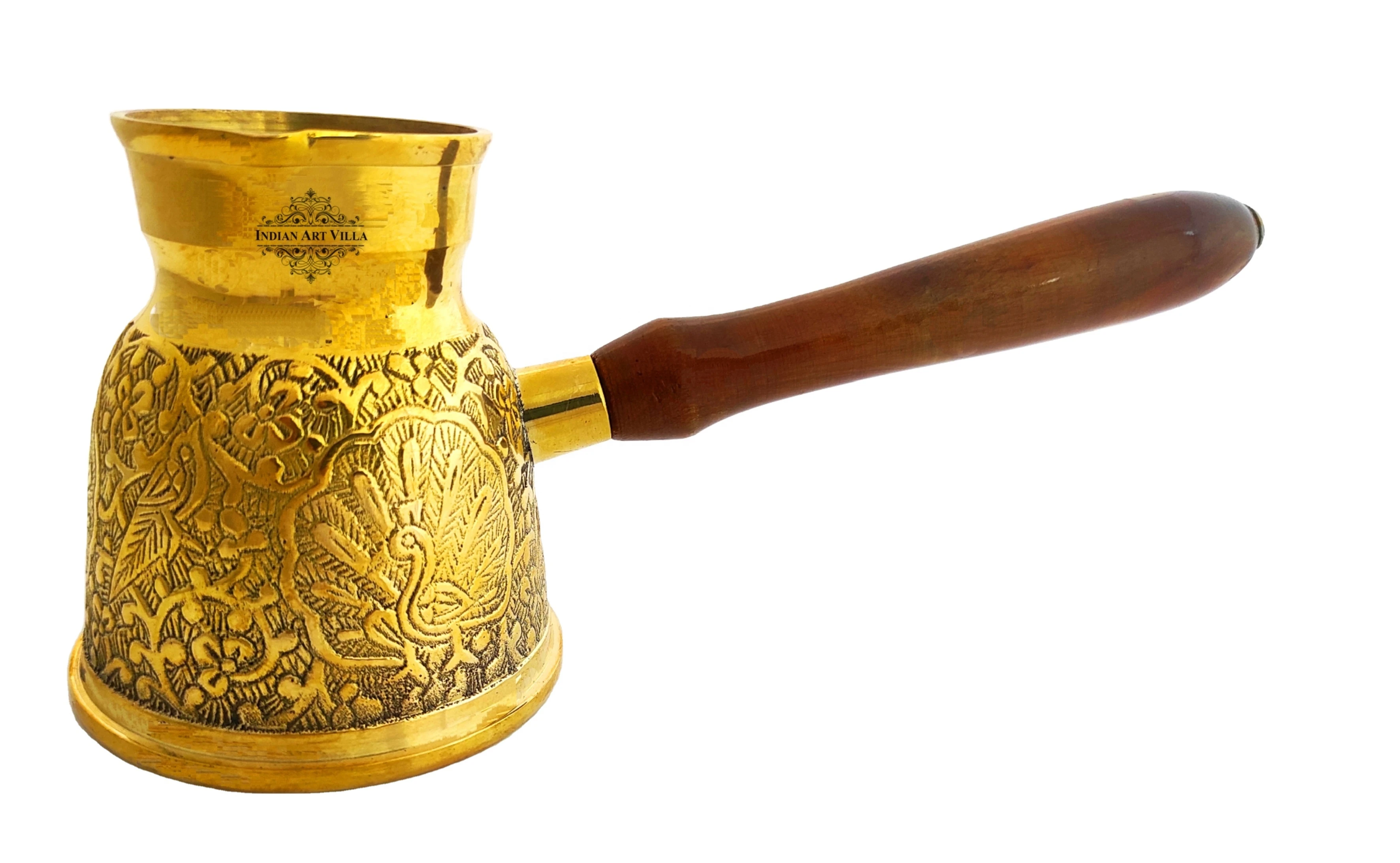 Brass Turkish Kettle Mug with wooden Handle, Coffee tea Mug Pourer - 200ML - wholesale