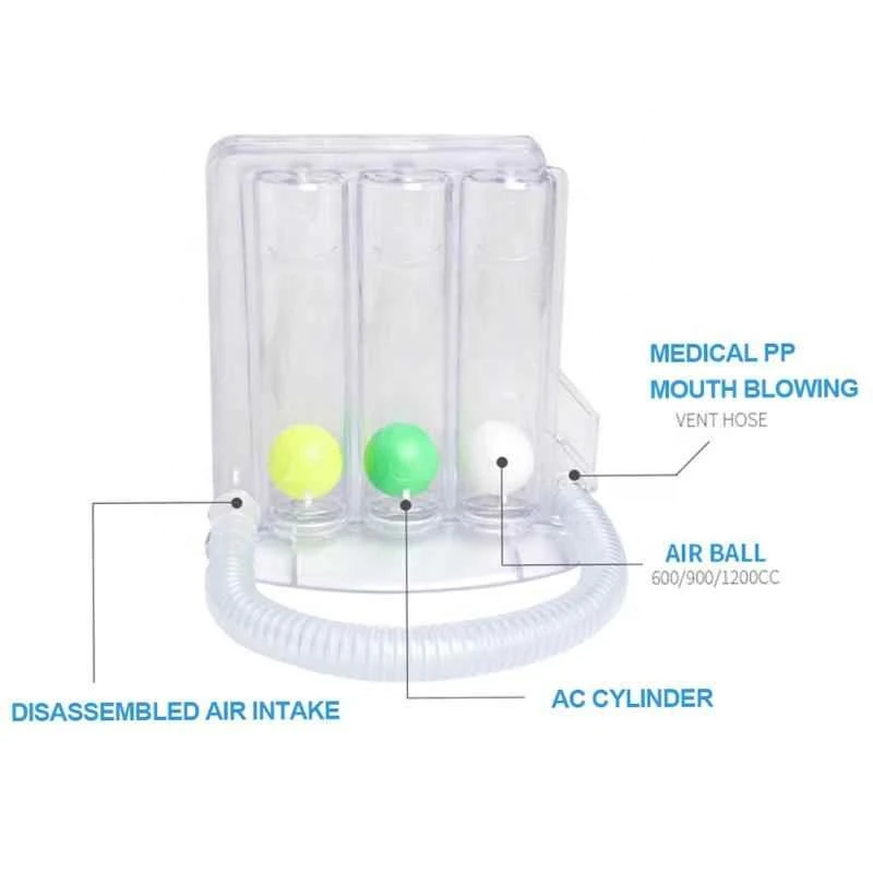 Breathing trainer vital capacity exercise three ball instrument lung function breathing respiratory exerciser