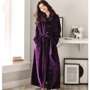 business winter warm factory supplier robes girls jacquard fur bath robe