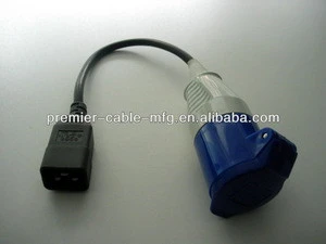C20(16A male IEC)/16 amp blue commando socket-0.4mtr (or any length)- adapter