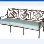 Cast aluminum outdoor sofa in garden set