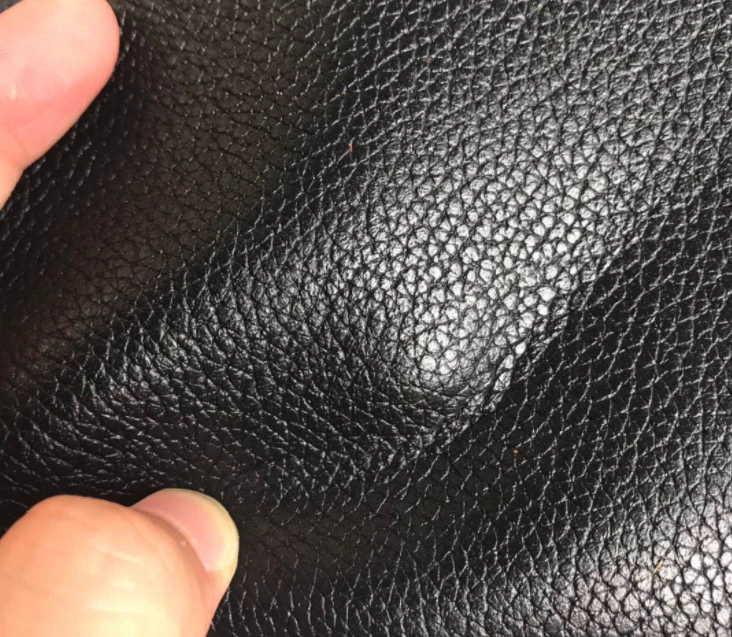 Cattle grain leather black color nappa leather in stock