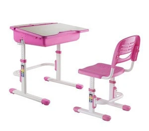 Children height adjustable learning table protective edging study table and chair set