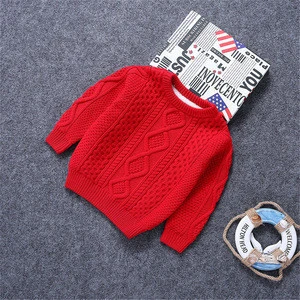 Children Knitted Wool Boys Round Neck Sweater Design Solid Color Pullover Shirt Kids Sweater